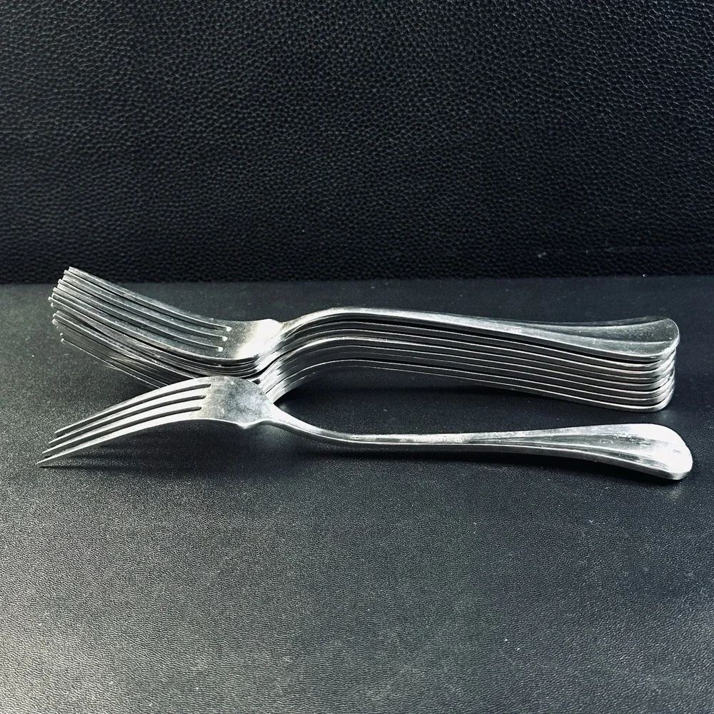 9 International Stainless DINNER Forks Fork Set Ridges Silverware Flatware